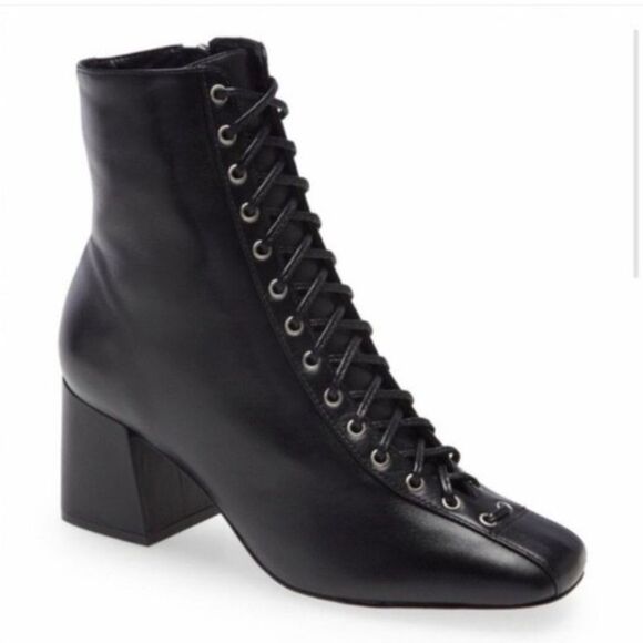 Schutz Kika Lace Up Leather Granny Boot Size 7.5 - Picture 1 of 7